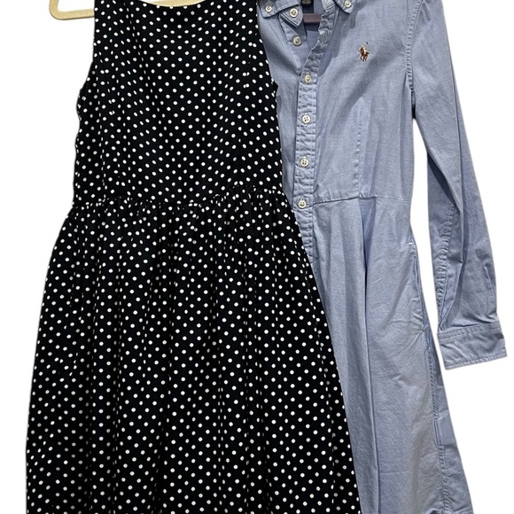 Ralph Lauren Kids bundle of 2 Black Polka Dot Dress and shirt dress size 8 - Picture 3 of 10